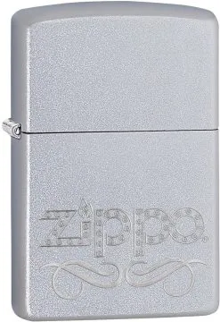 Zippo Scroll Satin Chrome Lighter